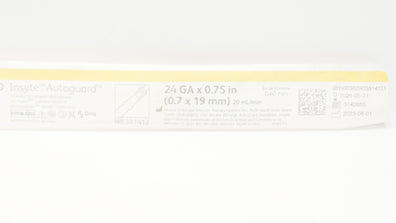 BD 381412 Insyte Autoguard Shielded I.V. Cath. 24Ga x 0.75inch,  20mL/min